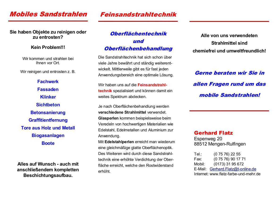 Gerhard Flatz - Malerbetrieb - Sandstrahlen